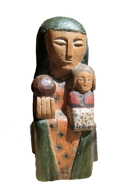 La Vierge, l'Enfant & la Pomme  L12cm  P11cm  H26cm